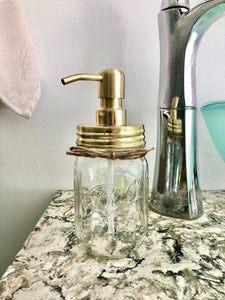 Gold Lid Mason Jar Soap Dispenser