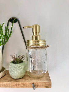 Gold Lid Mason Jar Soap Dispenser